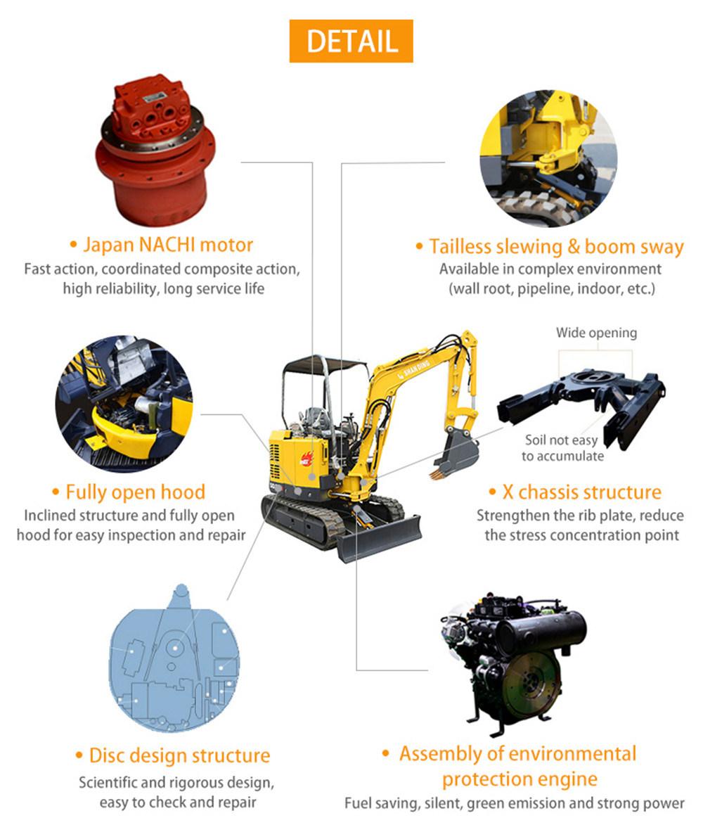 Factory Price 2ton Digger Equipment Crawler 2000kg Mini Excavator for Sale
