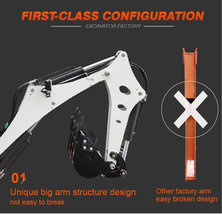 New Design 0.8t 1.0t Mirco Digger Mini Excavator with Euro 5 / Ce