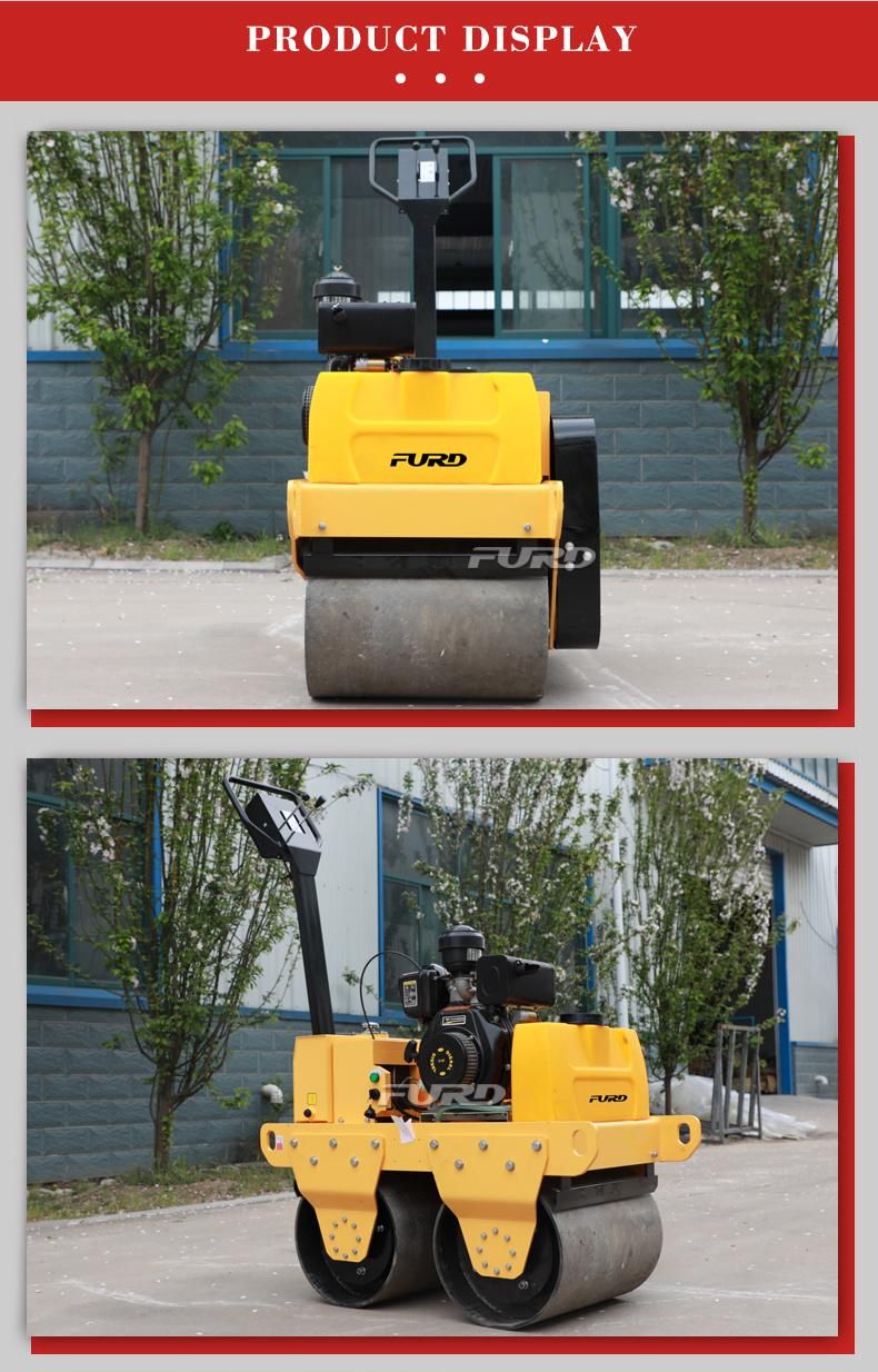 550kg Hand Operated Double Drum Asphalt Road Roller at Road Repair Work