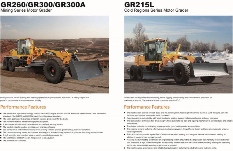 Road Construction Machinery 205/214HP Mini Grader Gr215 with Cummins Engine