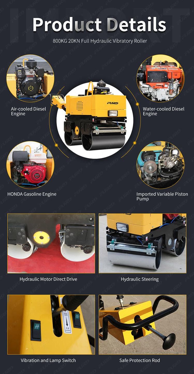 CE 800kg CVT Hydraulic Turning Mini Vibratory Roller