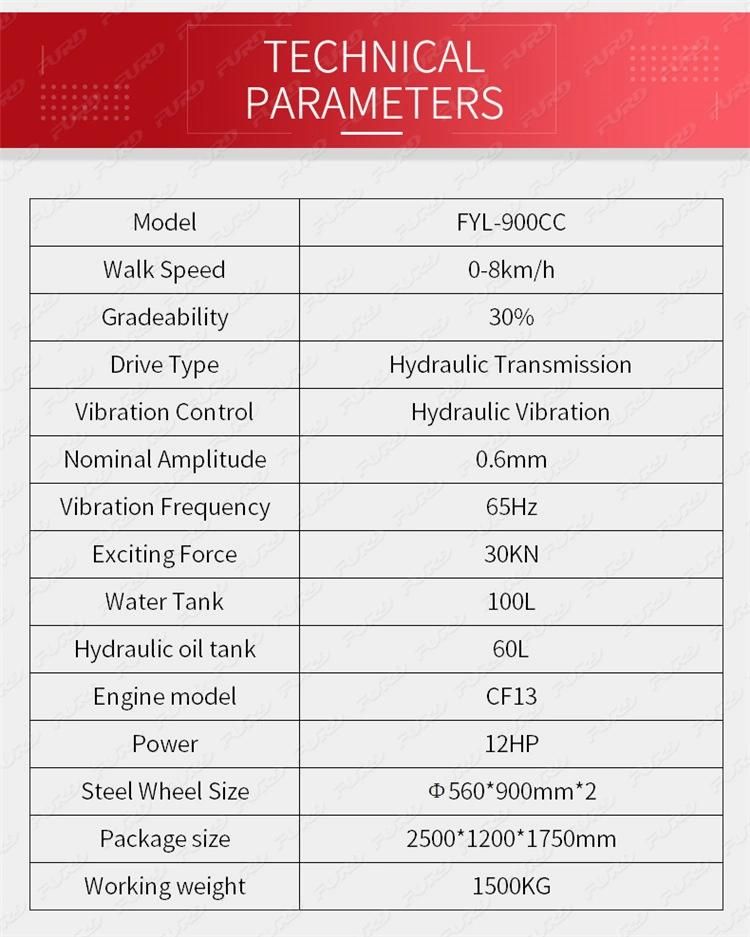 Double Drum Vibratory Roller Soil Compactor Roller Road Roller Manufacturer Fyl-900