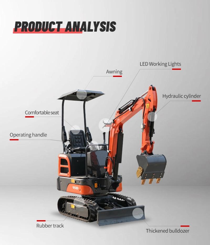 1ton 1.2ton 1.8ton 1.5ton 2ton Excavator Breaker Digger Sale New Mini Excavator Low Price Mining Machine Trailer China