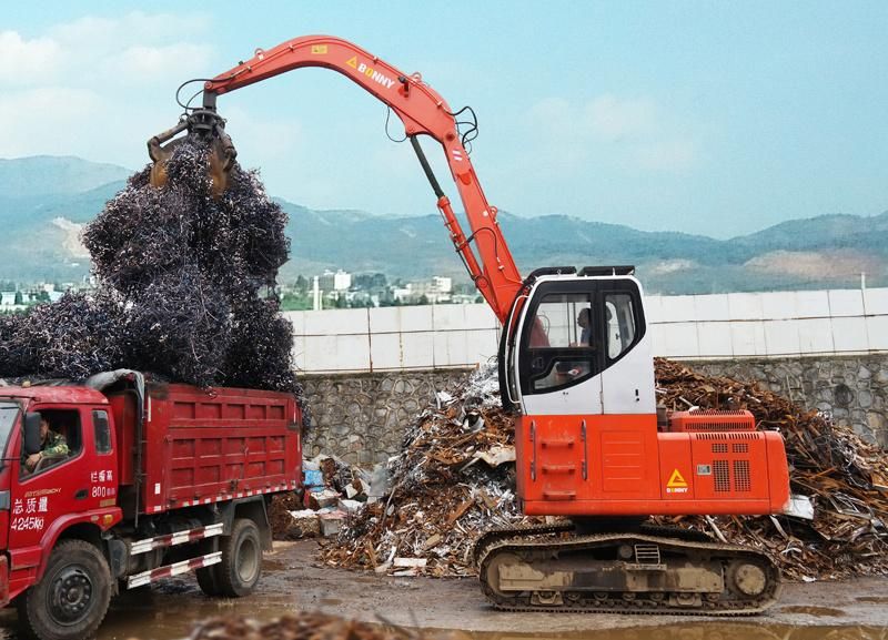 China Bonny Wzy18-8c 18 Ton Hydraulic Material Handler with Rotational Fork Type Grab