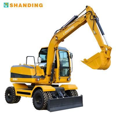 Shanding Factory 9t Wheel Excavator Digger with Ce Certificate for Sale China Cheap Price SD90W-9t