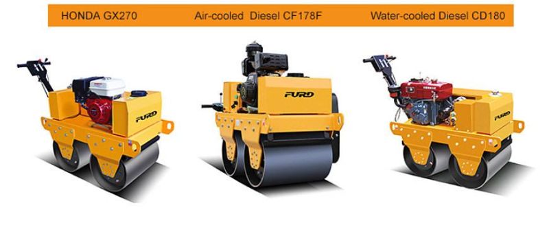 Double Drum Walk Behind Vibratory Hydraulic Road Roller for Concrete and Asphalt Fyl-S600c