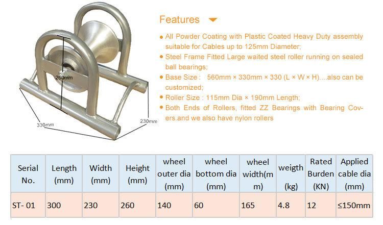 Power Cable Pulling Machine Cable Laying Pulley Roller