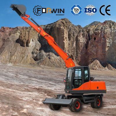 Excavator Factory Direct Sale Small Wheel Excavator 7t 8t Price with CE 55kw Fw95-9