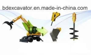 Shandong 8.5ton Wheel Excavators with Rotory Drill for Breaking Ground