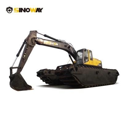 Amphibious Machine Mini Amphibious Excavator Working and Digging in The Water