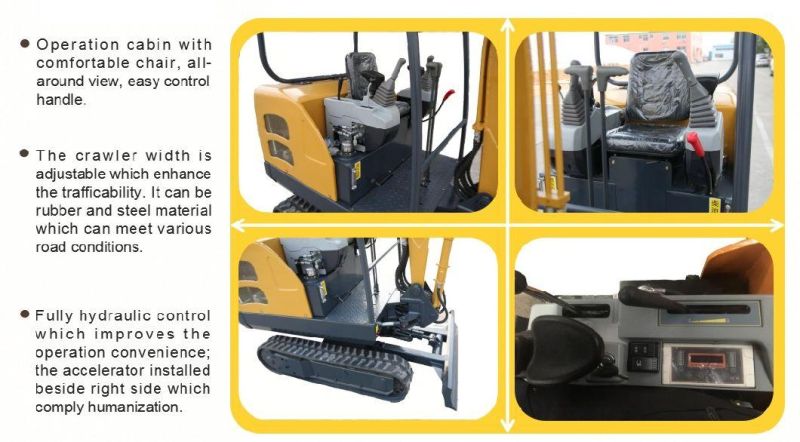 1.8 Tons Durable Small Bucket Backhoe Excavators with Track Chain