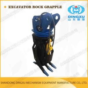 Factory Price 360 Degree Rotatory Dual Cylinder Heavy Type 3+2 Claw Rock Grapple for Excavator 28ton Grade Part