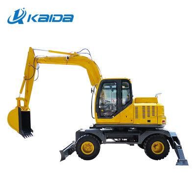 Long Service Life Strong Power Speed 7.8ton China Made Cheap Mini Wheel Excavator for Construction Use