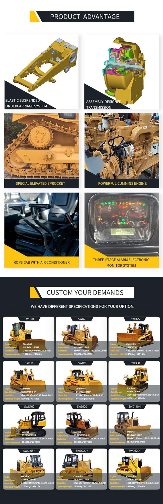 Swd7s Hydraulic Crawler Bulldozer with Spare Parts