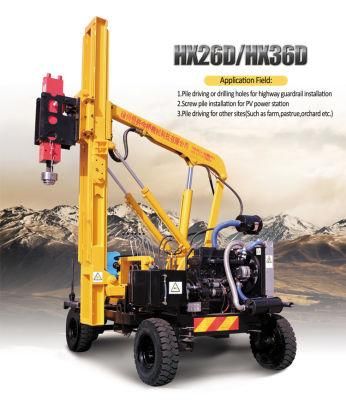 Install Ground Screw Pile Driver for Highway Guardrail Construction