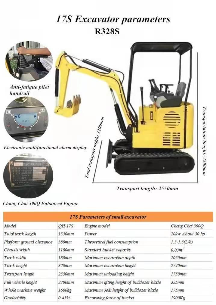 Small Excavator Construction Machinery 17s Wheel Excavator