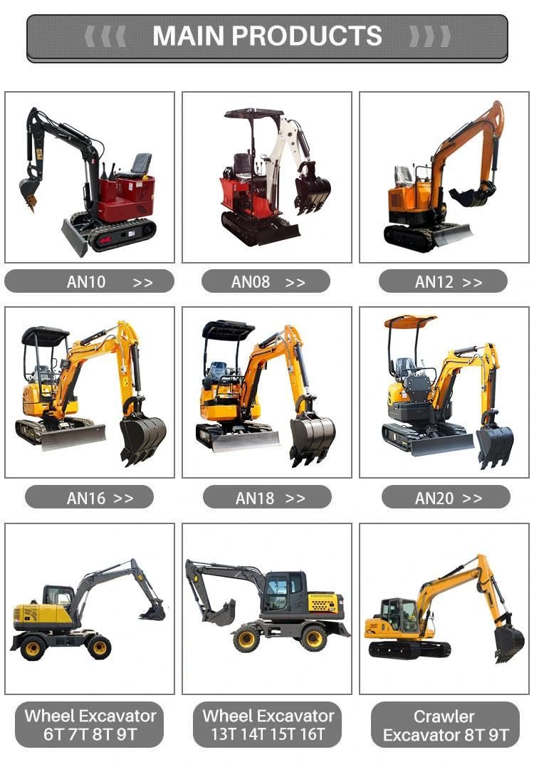 Multifunctional Small 1ton 1.8ton Hydraulic Crawler Garden Mini Excavator for Sale