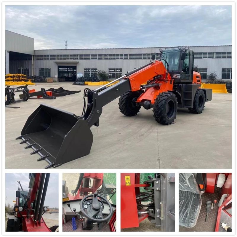 China Factory Wholesale 0.6/0.8/1/1.2/1.5/2 Ton Telescopic Loader Raised Arm Wheel Loader Small Wheel Forklift Site/Farm/Garden CE Certification Euro 5 Engine