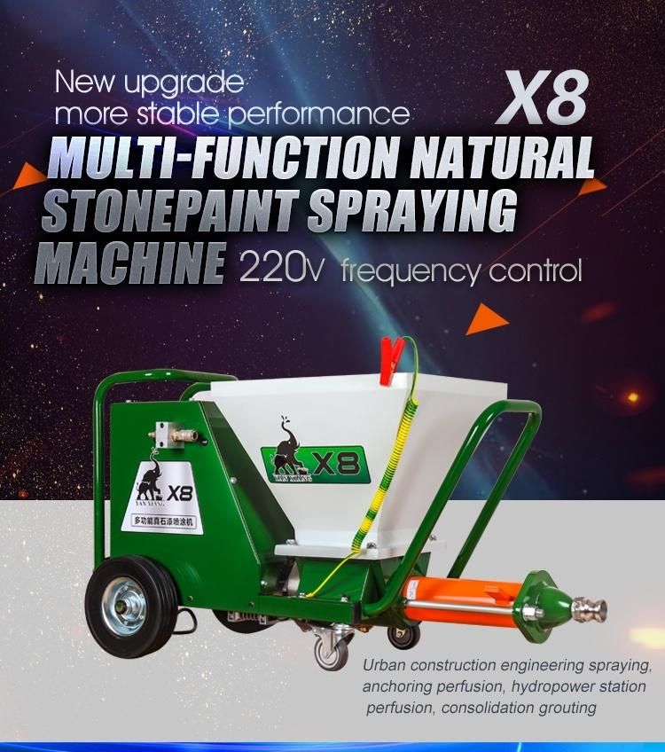 X8 Portable Airless True Stone Coating Wall Putty Sprayer Painting Machine