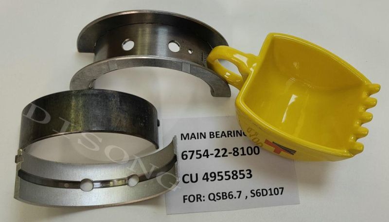 Machinery Engine Main Bearing 4955853 for Engine 6bt Qsb S6d102 S6d107 Spare Parts 6736-21-8110 6736-21-8610 6754-22-8100