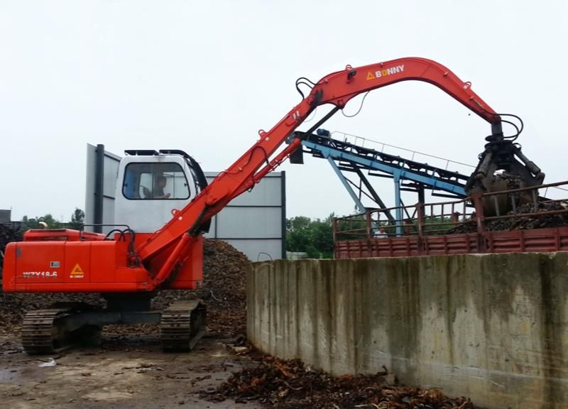 China Bonny Wzy18-8c 18 Ton Hydraulic Material Handler with Rotational Fork Type Grab