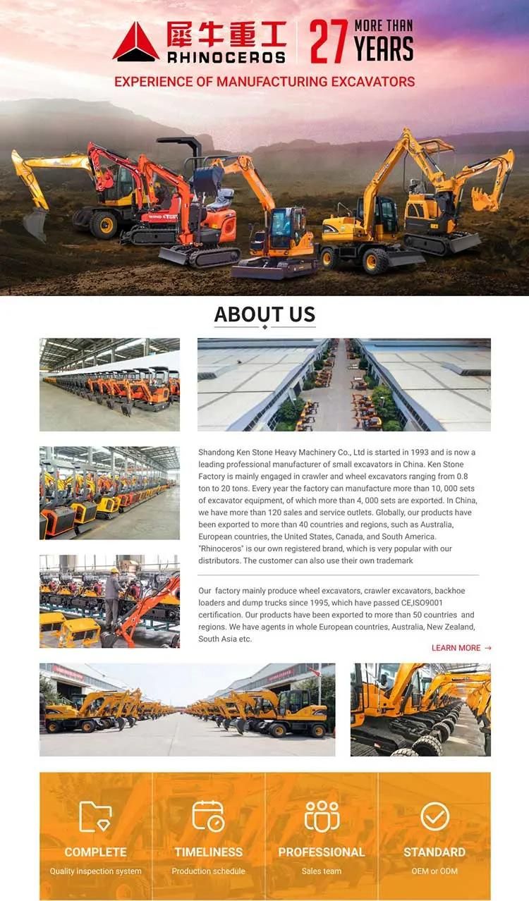 Rhinoceros 2ton Mini Small Micro Hydraulic Crawler Cheap Price Excavator Digger Bagger Pelle Escavatore Made in China for Sale