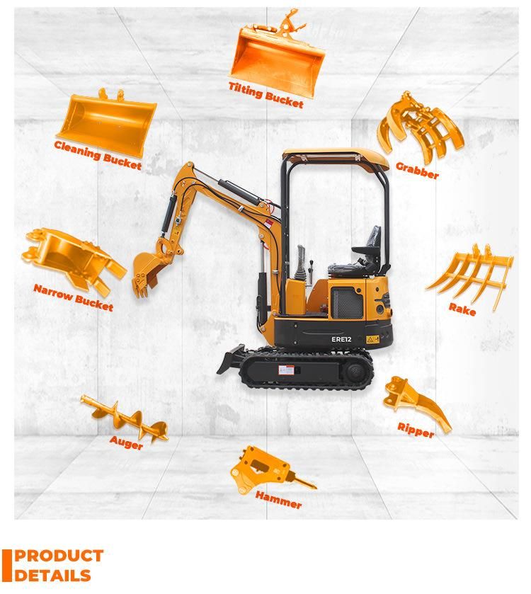 Everun Ere12 1.2 Ton 1.2t China New EPA CE Mini Hydraulic Farm Home Household Micro Small Cralwer Excavator Digger Machinery for Sale