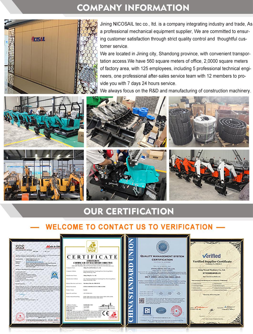 Accept Customized Upgraded Version 0.8 Ton 1 Ton 1.5 Ton 2 Ton New Micro Digger Machine Hydraulic Mini Excavator Bucket Excavator List Price with Attachments