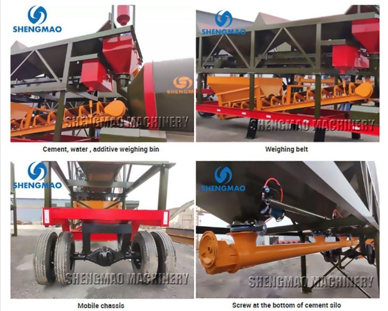 20m3/H 30m3/H 60m3/H 100m3/H Ready Wet Mix Mini Small Portable Mobile Concrete Batching Mixing Plant