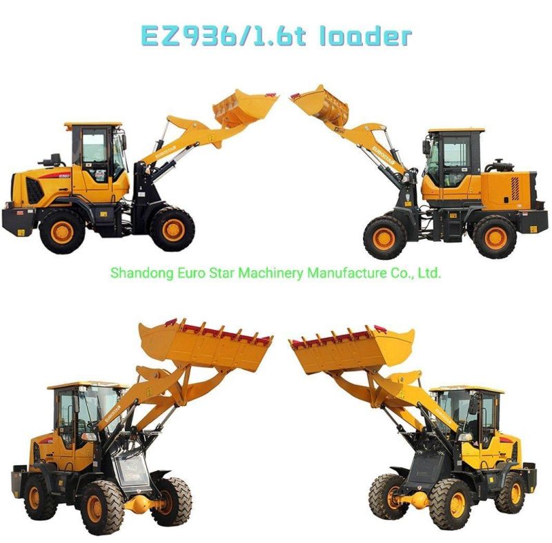 CE 1.6t Hot Sale Model Farming Construction Machinery Mini Loader Wheel Loader with Variety Attachments