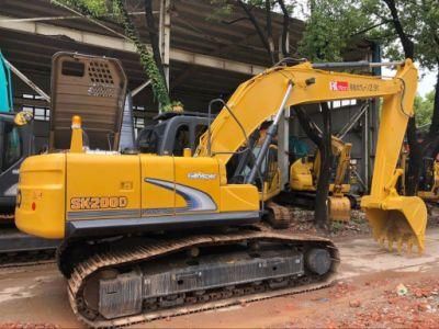 Used Kobelco Sk200 Crawler Excavator with Hydraulic Breaker Line and Hammer in Good Condition