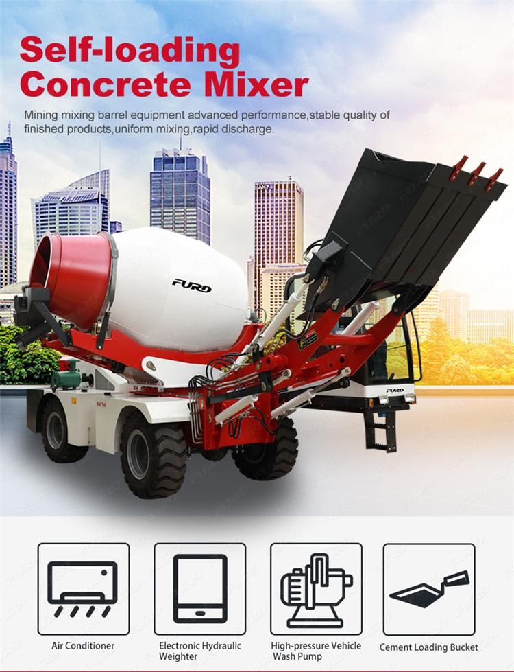 Self Loading Mini Concrete Mixer with Concrete Pump Mobile Trailer Fmt-35