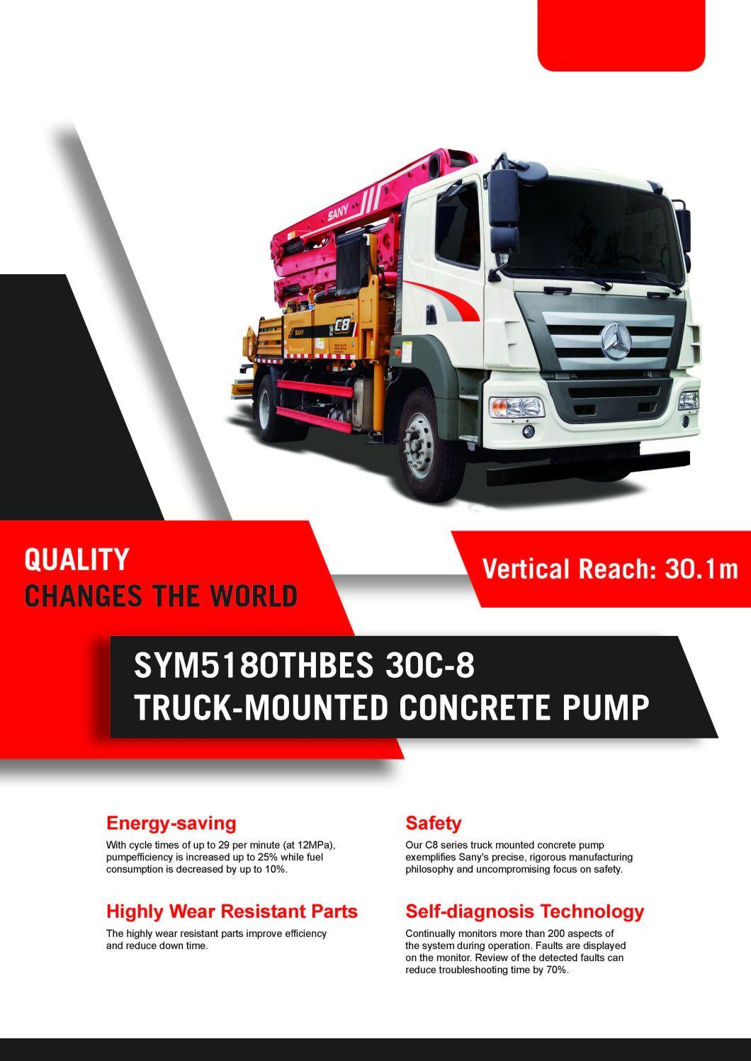 Top Brand 37 Meters Conrete Truck Machine Sym5180thbes 37 Truck Mounted Pump for Sale