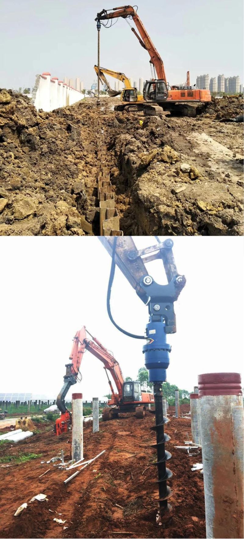 Custom Construction Machinery Parts Auger Drill Hole Pilot Excavator/Crane Mounted Earth Hole Drilling Machine for Pile Installation