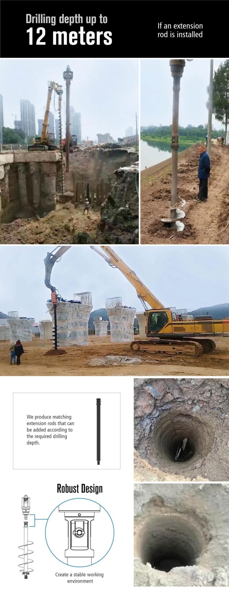 Mini Excavator Attachments Arth Auger Excavator Drill Planting Trees and Digging Holes for Electric Poles So Easy