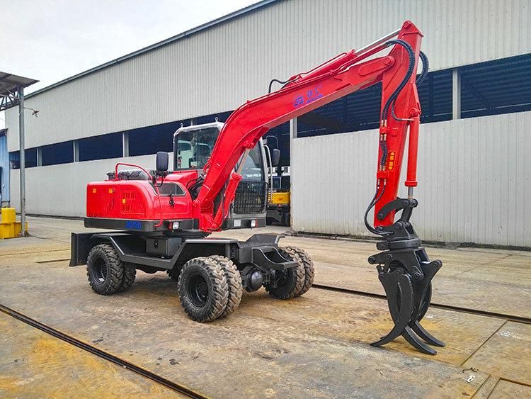 Excavator with Log Wood Grapple for Farm Machinery Wheel Excavator