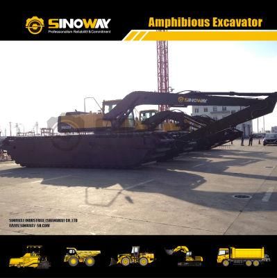 Land and Water Excavator with Amphibious Pontoon for Sale