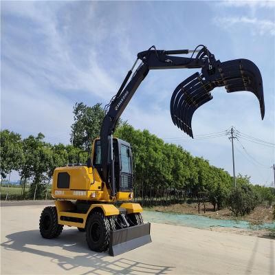 Construction Machinery 8ton Mini Digger Full Hydraulic Transmission Drive Wheel Excavator