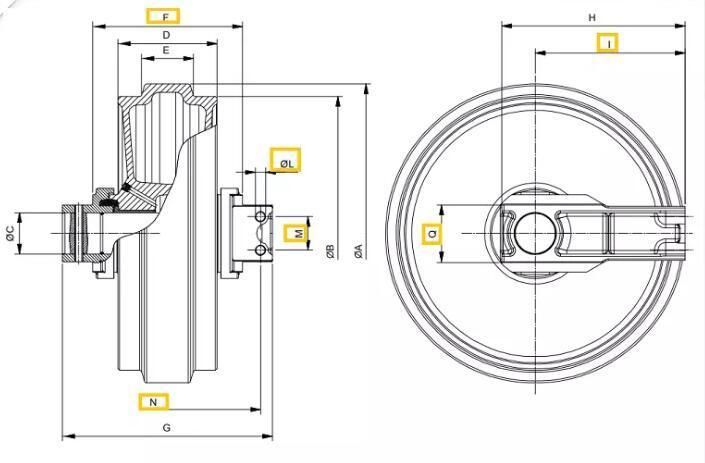 Bulldozer Undercarriage Spare Parts D60 144-30-00038 for Cat Front Idler Wheel