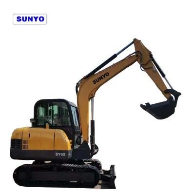 Sunyo Brand Sy65 Mini Excavator Is Hydraulic Excavator, as Crawler Excavator, Backhoe, Mini Loader.