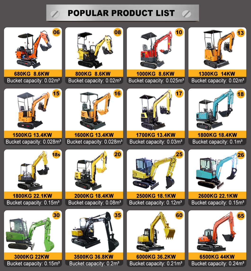 Accept Customized Cheap New Digger Machine Mini Excavator 1 Ton 2 Ton 3 Ton 4 Ton 5 Ton Excavators Smallest Mini Excavator Micro Digger for Sale