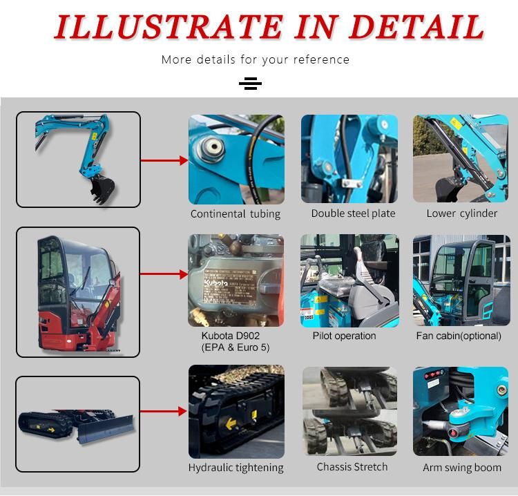 Hot Sale 1 Ton 2 Ton 1t 1.7t 2t Hydraulic Crawler Backhoe Escavator Mini Digger Micro Bagger Excavator Small Crawler Excavators