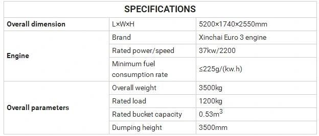 Mini 800/1200kg Zl08/Zl12 Grass Tires/Tubeless Tyres Garden Wheel Loader for Sale