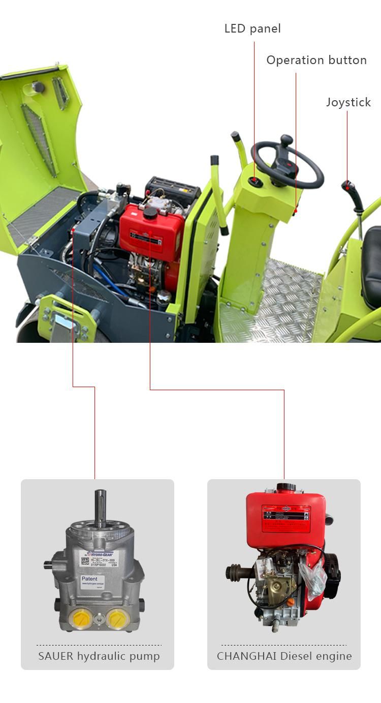 1000kg Honda Gasoline Power Single Wheel Hydraulic Vibrating Asphalt Compactor