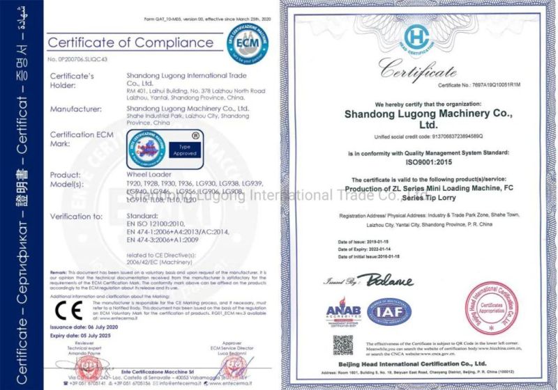 Tier4 EPA4 Wheel Loader on Sale CE Certificate