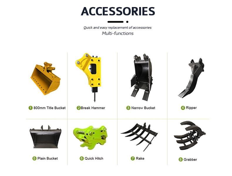 New Product Rated Power China Produced 1.2 Ton Excavator