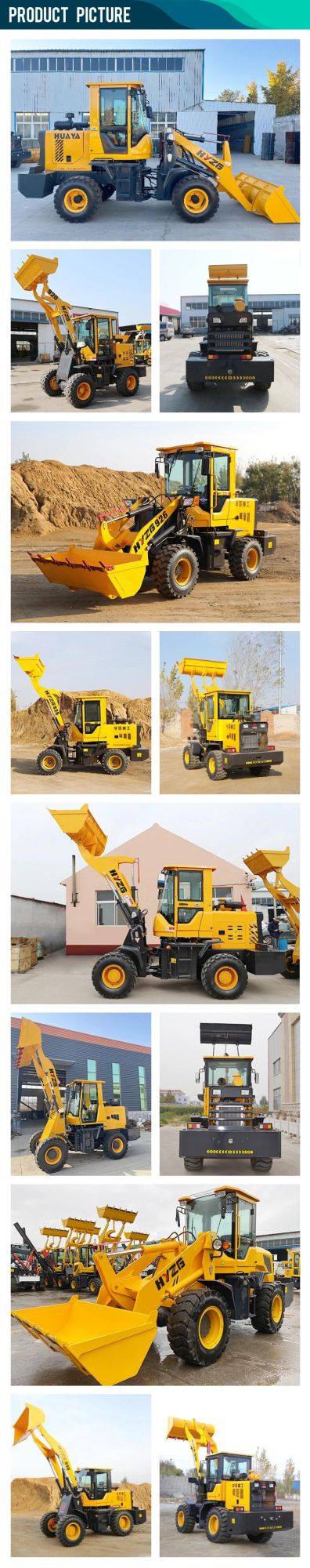 China Huaya Brand Diesel Engine High Profile Wheel Loader Front End Loader Farm Construction Zl20 Wheel Mini Loader