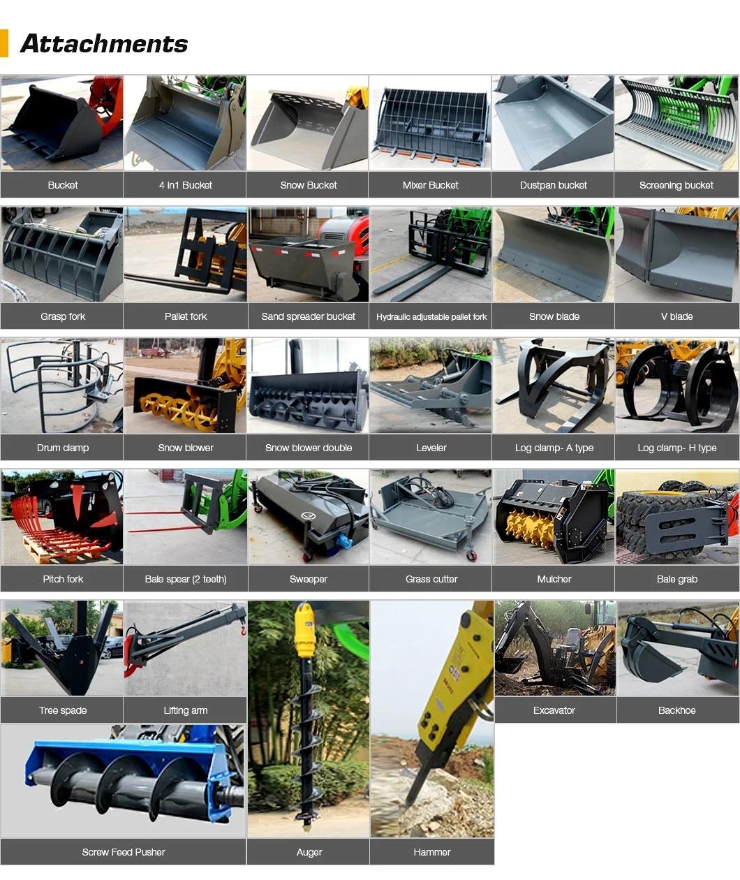 China Supplier Hzm Compact/Articulated/Multifunctional with CE/Euro 5/Bagger Radlader Bucket/Fork/Attachments/Cab/Rops/Roll Bar 811 Mini Loader for Sales/Garden
