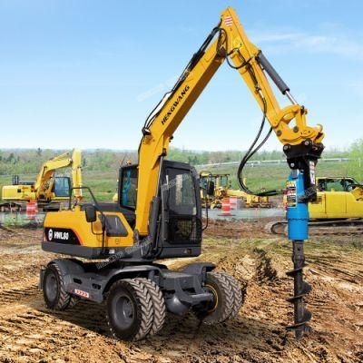 Compact Hydraulic Wheeled Excavator with Auger Drill