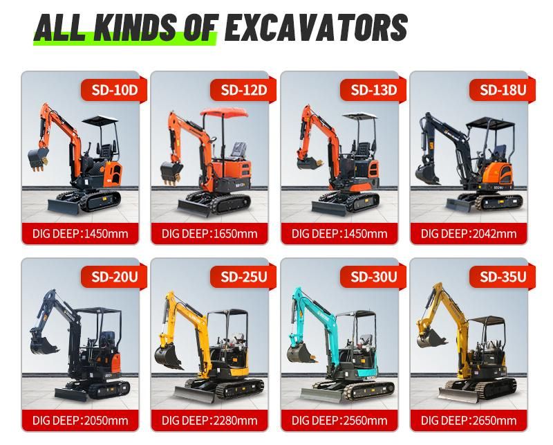 CE EPA Approved China Cheap Mini Excavator 1 Ton 2 Ton 3 Ton 5 Ton Hydraulic Crawler Micro Mini Digger for Sale Suitable for Home Personal Orchard